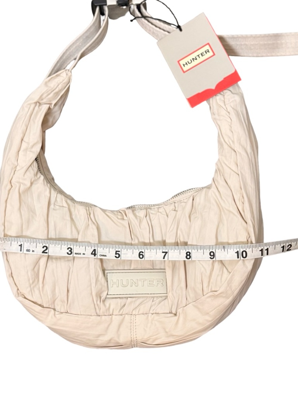 Hunter Crescent Bag Oyster Ruched Puffer Shoulder Bag Adjustable Strap NWT - Picture 8 of 8